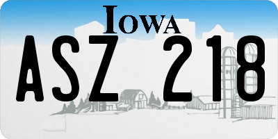 IA license plate ASZ218