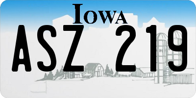 IA license plate ASZ219