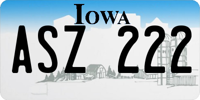IA license plate ASZ222