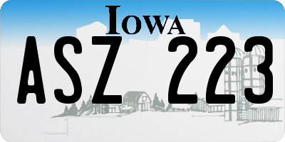 IA license plate ASZ223