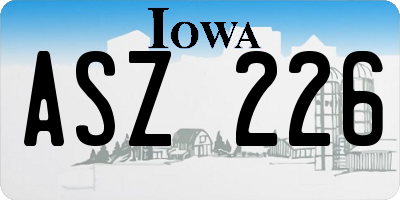 IA license plate ASZ226
