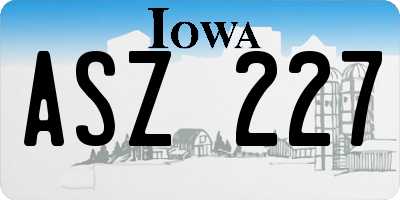 IA license plate ASZ227