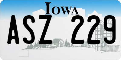 IA license plate ASZ229
