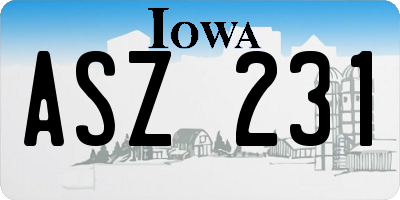 IA license plate ASZ231