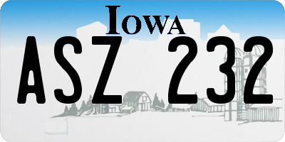 IA license plate ASZ232