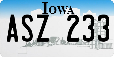 IA license plate ASZ233