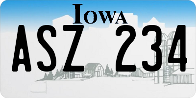 IA license plate ASZ234