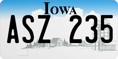 IA license plate ASZ235