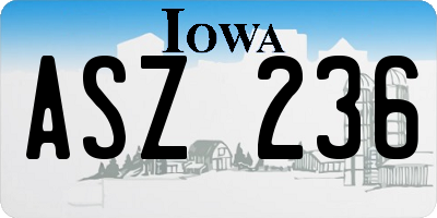 IA license plate ASZ236