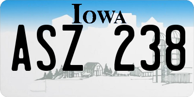 IA license plate ASZ238