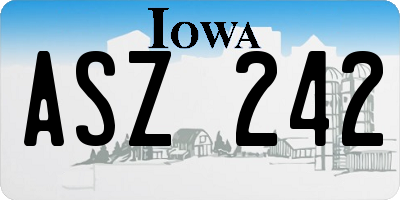 IA license plate ASZ242