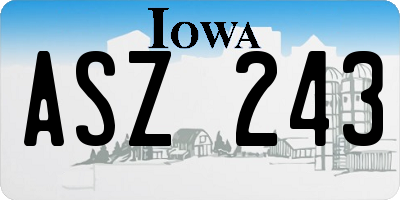 IA license plate ASZ243