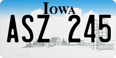 IA license plate ASZ245