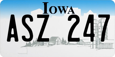 IA license plate ASZ247
