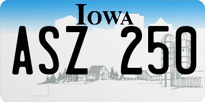 IA license plate ASZ250