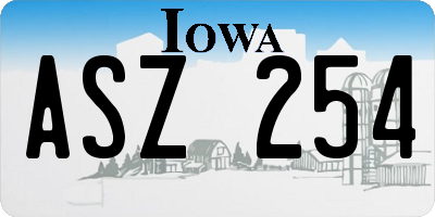 IA license plate ASZ254