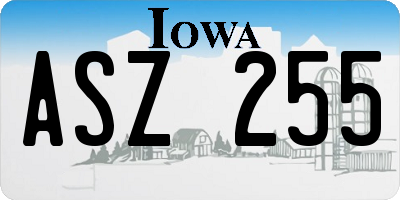 IA license plate ASZ255