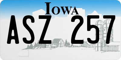 IA license plate ASZ257