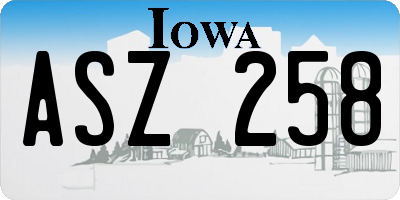 IA license plate ASZ258