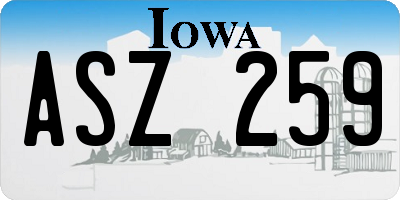 IA license plate ASZ259