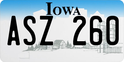 IA license plate ASZ260