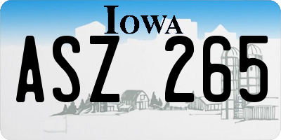 IA license plate ASZ265