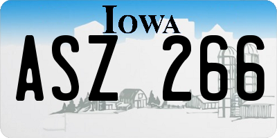 IA license plate ASZ266