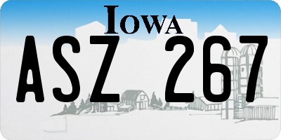 IA license plate ASZ267