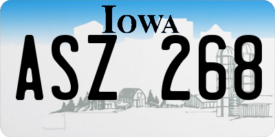 IA license plate ASZ268