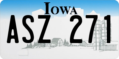 IA license plate ASZ271