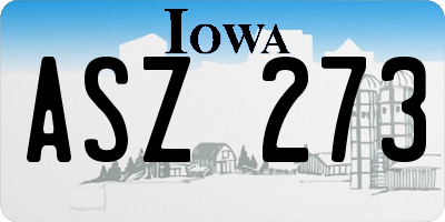 IA license plate ASZ273
