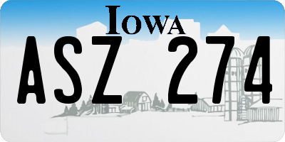 IA license plate ASZ274