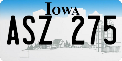 IA license plate ASZ275