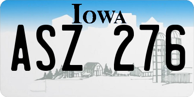 IA license plate ASZ276