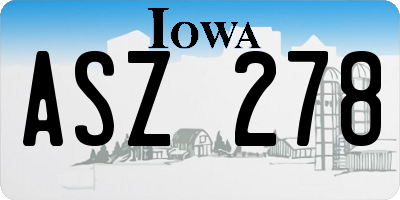 IA license plate ASZ278