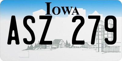 IA license plate ASZ279