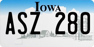 IA license plate ASZ280