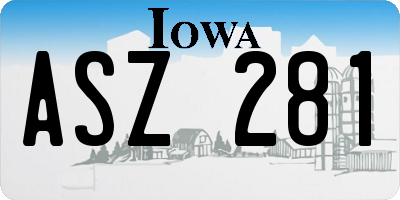 IA license plate ASZ281