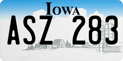IA license plate ASZ283