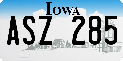 IA license plate ASZ285