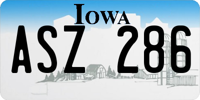 IA license plate ASZ286