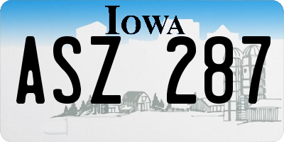 IA license plate ASZ287