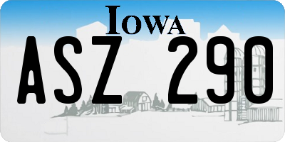 IA license plate ASZ290