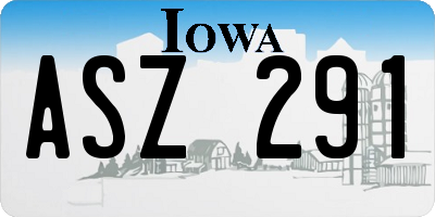 IA license plate ASZ291