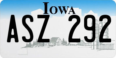 IA license plate ASZ292