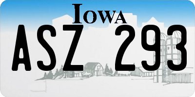 IA license plate ASZ293