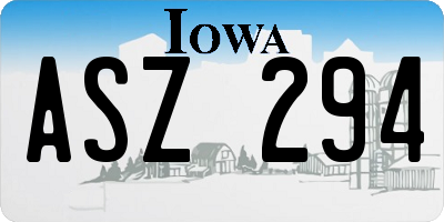 IA license plate ASZ294