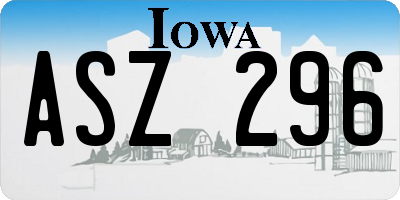 IA license plate ASZ296