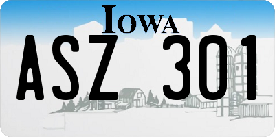 IA license plate ASZ301