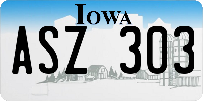 IA license plate ASZ303